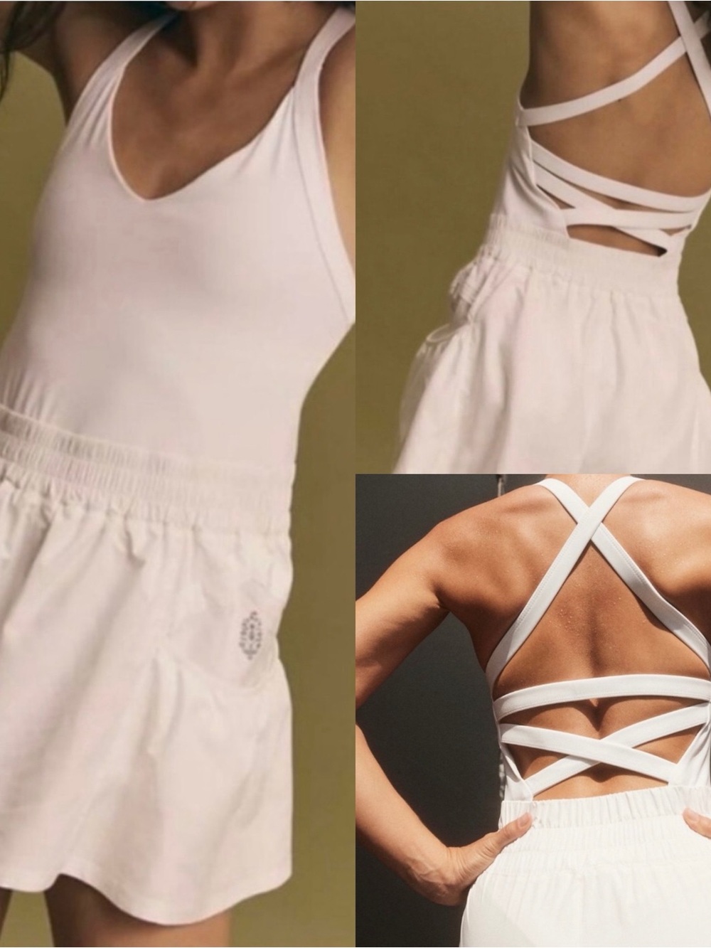 Free People Get Your Flirt On Shortsie White Tennis/ Pickleball Romper